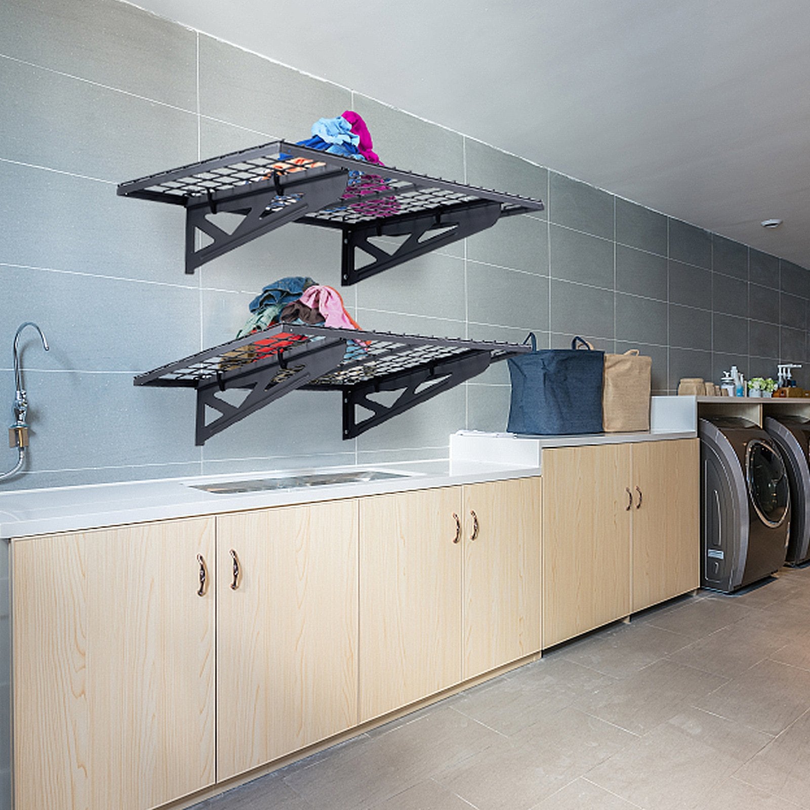 VEVOR Garage Storage Shelving, 2 Pack, 122 x 61 cm Heavy Duty Garage Shelves Wall Mounted, 502 lbs Load Capacity Total Garage Storage Rack Floating Shelves, Suitable for Shop, Shed, Garage Storage
