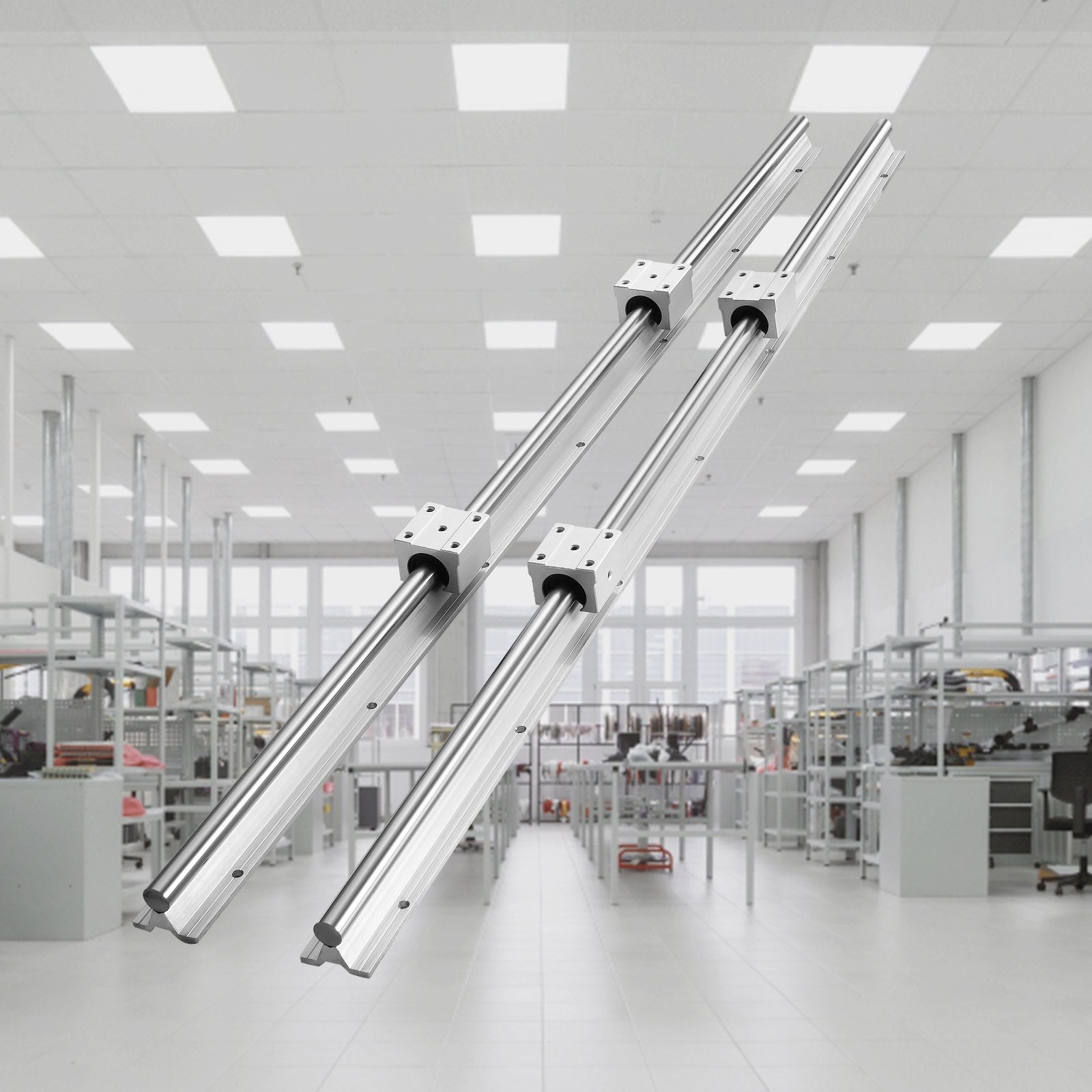 VEVOR Linear Guide Rail Set, SBR12 1000mm, 2 PCS 39.4 in/1000 mm SBR12 Guide Rails and 4 PCS SBR12UU Slide Blocks, Linear Rails and Bearings Kit for Automated Machines DIY Project CNC Router Machines