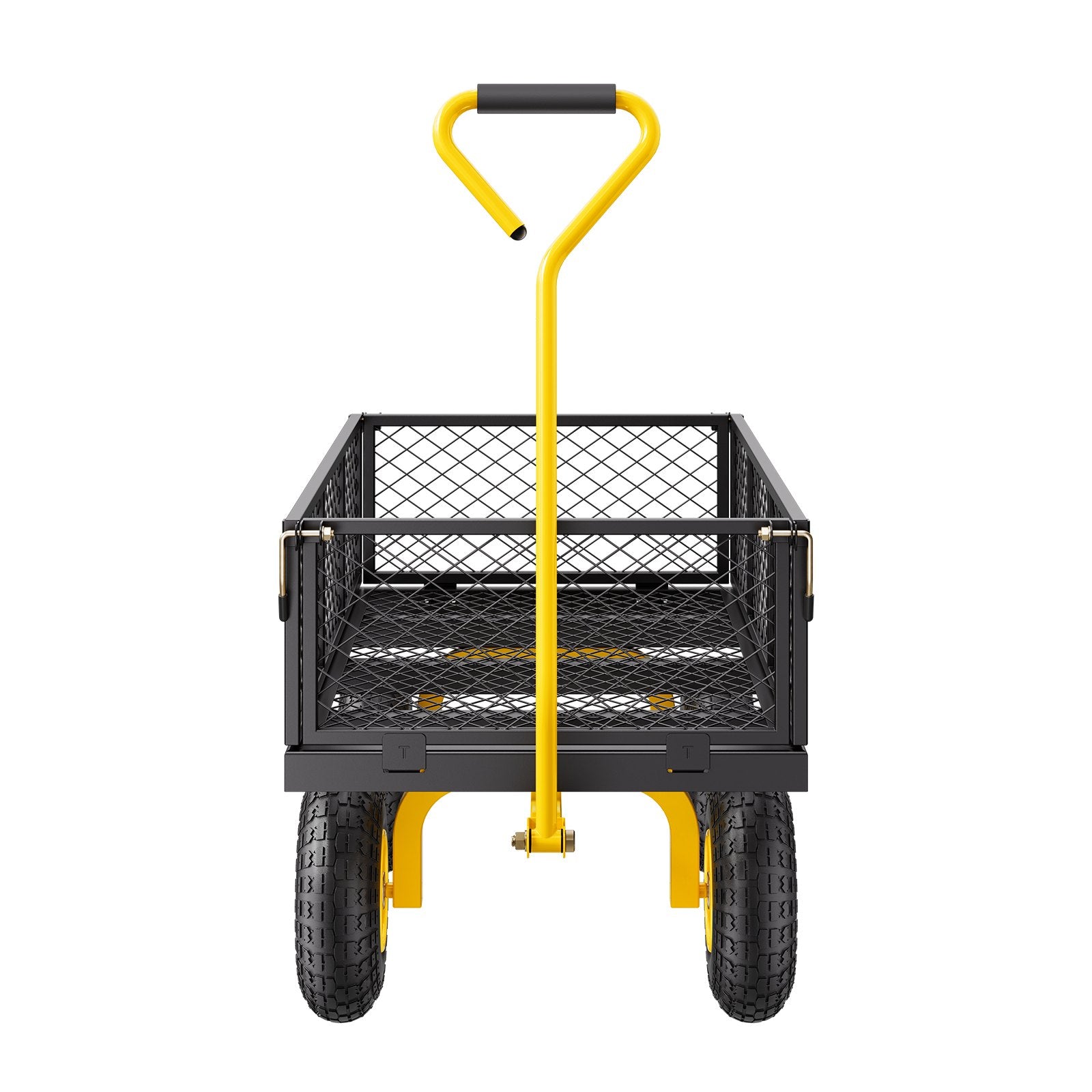VEVOR 900 Lbs Heavy Duty Steel Garden Cart, Garden Wagon Cart on Wheels, Outdoor Metal Yard Utility Wagon Carts with 10" Tires and Mesh Removable Sides Convert to Flatbed and 180°Rotating Handle