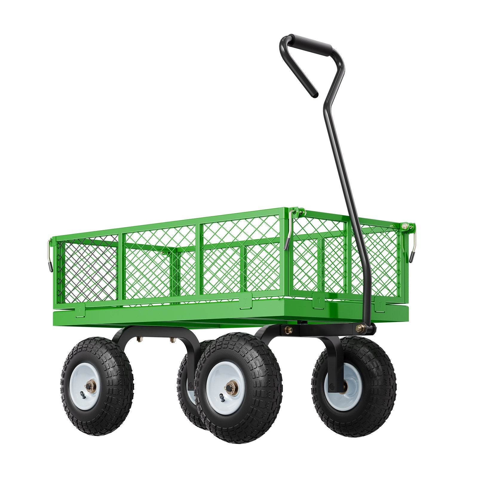 VEVOR 900 Lbs Steel Garden Cart on Wheels, Heavy Duty Pullable Garden Wagon Yard Cart, Outdoor Metal Utility Wagon with 10" Tires and Mesh Removable Sides Convert to Flatbed , and 180°Rotating Handle