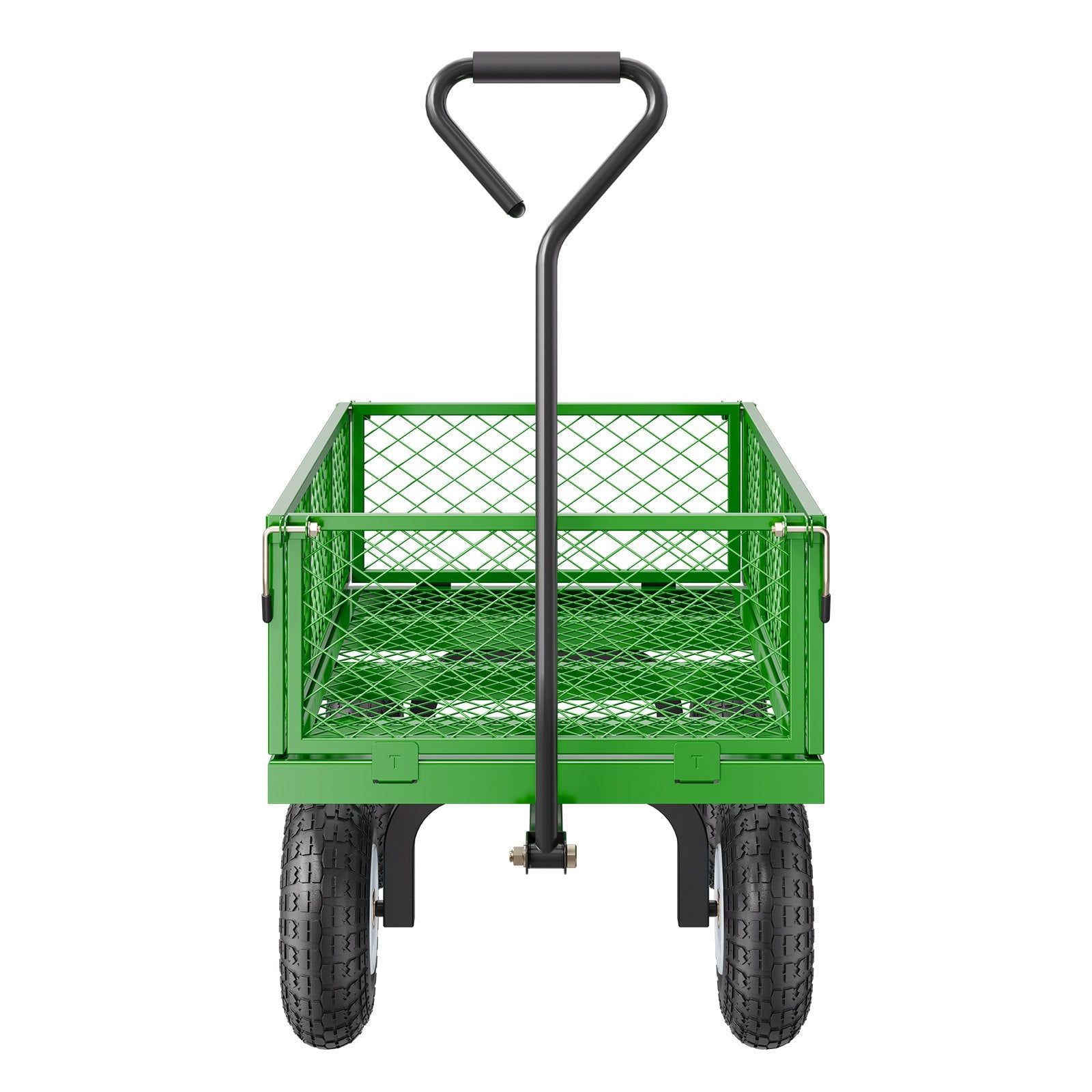 VEVOR 900 Lbs Steel Garden Cart on Wheels, Heavy Duty Pullable Garden Wagon Yard Cart, Outdoor Metal Utility Wagon with 10" Tires and Mesh Removable Sides Convert to Flatbed , and 180°Rotating Handle