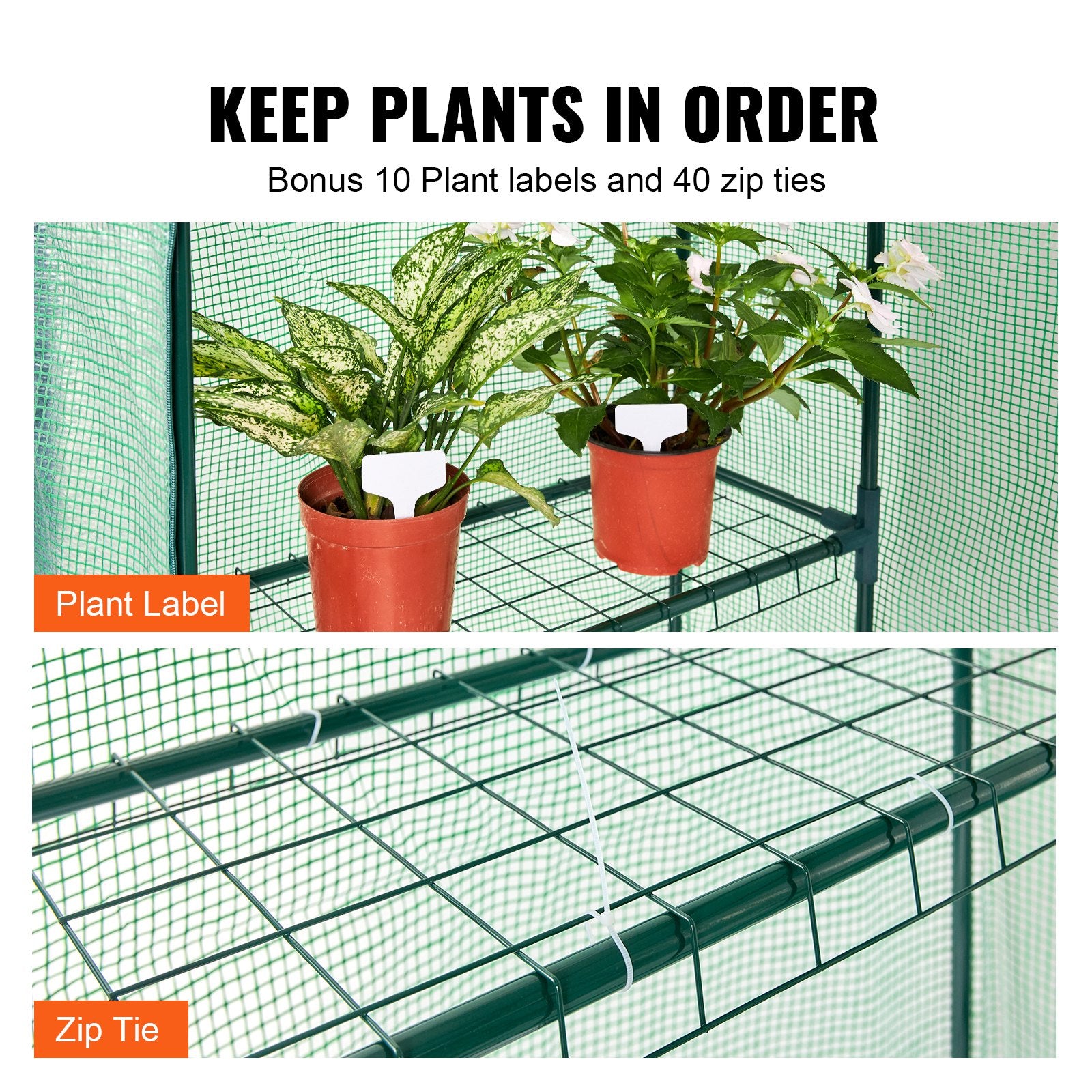 VEVOR Walk-in Green House, 4.6 x 2.4 x 6.7 ft Greenhouse with Shelves, Set Up in Minutes, High Strength PE Cover with Doors & Windows and Steel Frame, Suitable for Planting and Storage, Green