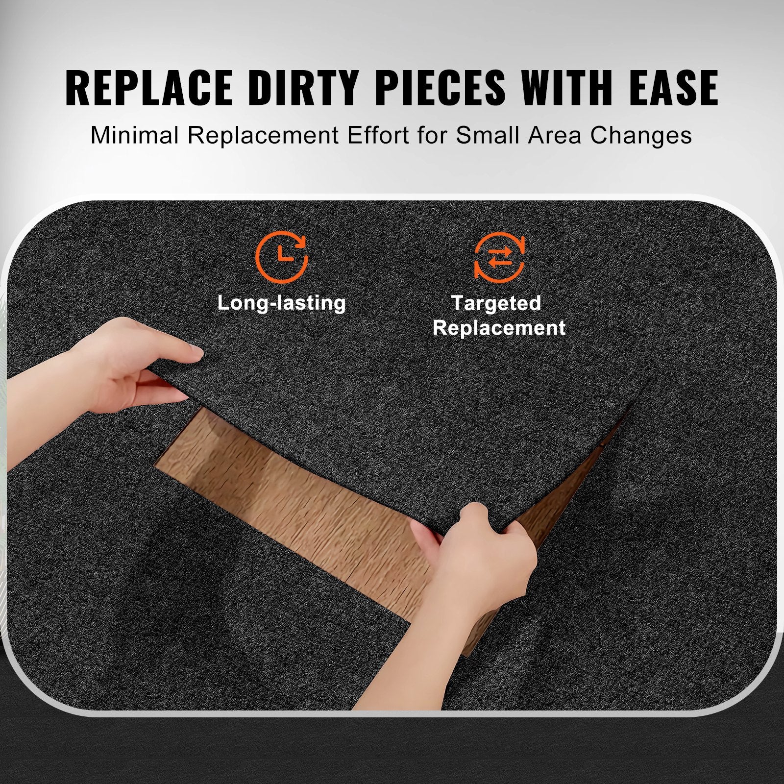 VEVOR Carpet Tiles Peel and Stick, 24” x 24” Squares Self Adhesive Carpet Floor Tile, Soft Padded Carpet Tiles, Easy Install DIY for Bedroom Living Room Indoor Outdoor 15Tiles, Carbon Black