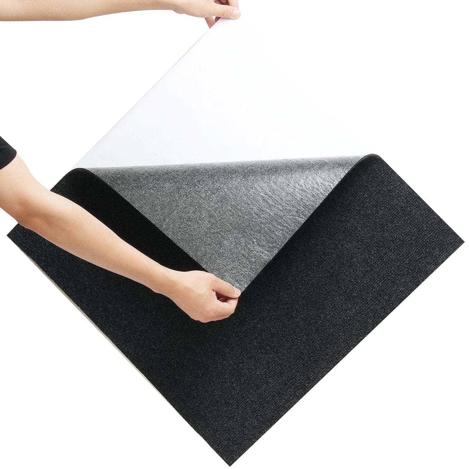 VEVOR Carpet Tiles Peel and Stick, 24” x 24” Squares Self Adhesive Carpet Floor Tile, Soft Padded Carpet Tiles, Easy Install DIY for Bedroom Living Room Indoor Outdoor 15Tiles, Carbon Black