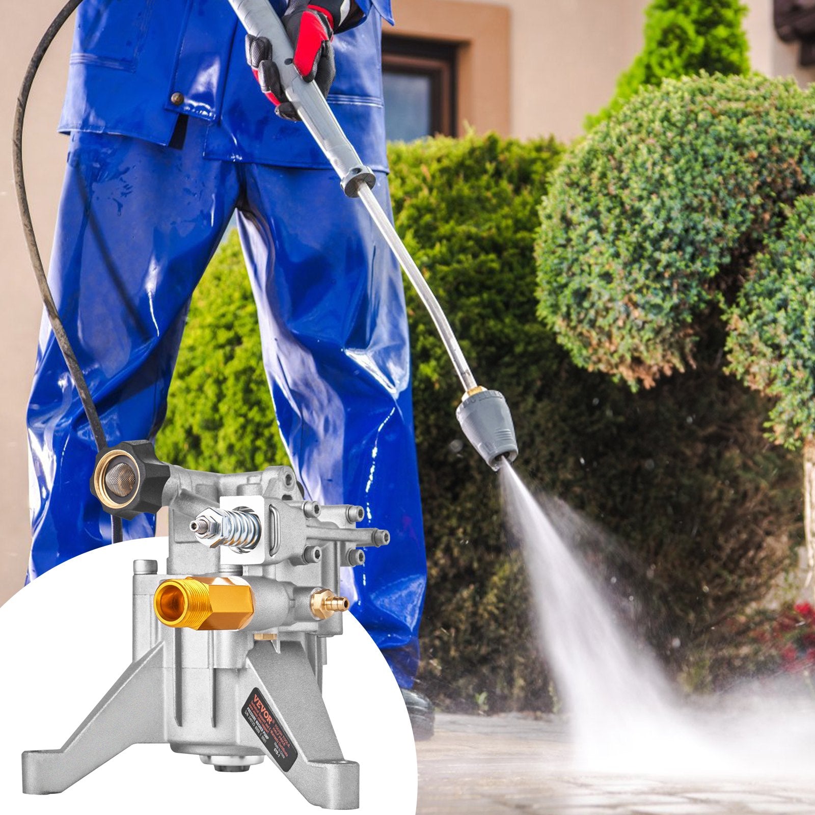 VEVOR Pressure Washer Pump, 22 mm Shaft Vertical, 3400 PSI, 2.5 GPM, Replacement Power Washer Pumps Kit, Parts Washer Pump, Compatible with Honda, Simpson, RYOBI, Briggs & Stratton, Subaru, Craftsman