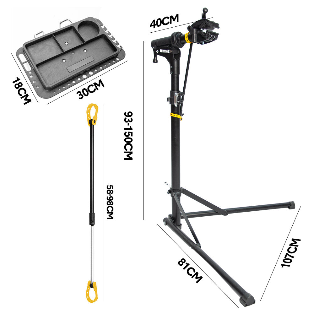 Bike Repair Rack 360 Rotating 40 to 63Inch Height Adjustable Home Bicycle Mechanic Stand Anti-Slip Foldable Maintenance Stand with Tool Tray Max Load 60lbs