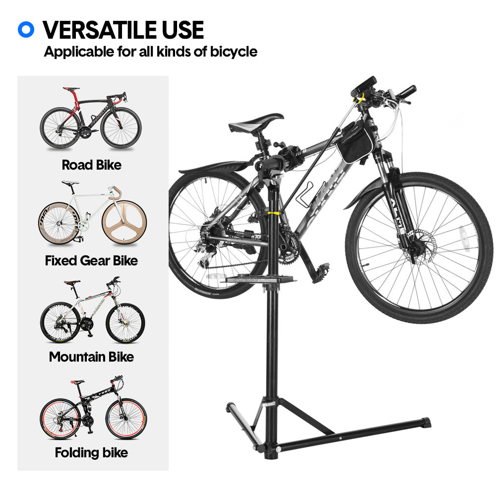 Bike Repair Rack 360 Rotating 40 to 63Inch Height Adjustable Home Bicycle Mechanic Stand Anti-Slip Foldable Maintenance Stand with Tool Tray Max Load 60lbs