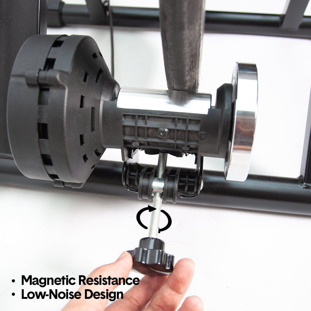 Portable Indoor Exercise Bike Trainer Stand Stationary Bicycle Training Stand Magnetic 6 Level Resistance For Indoor Riding with Noise Reduction Wheel