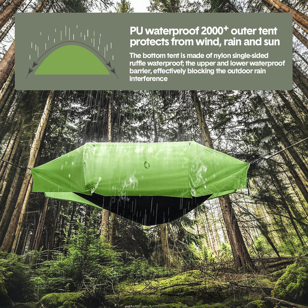Hammock Tent Outdoor Double Portable Multi-Functional Waterproof Hammock Parachute Camping Hanging Bed 270x140cm with Anti Mosquito Net and Storage Bag