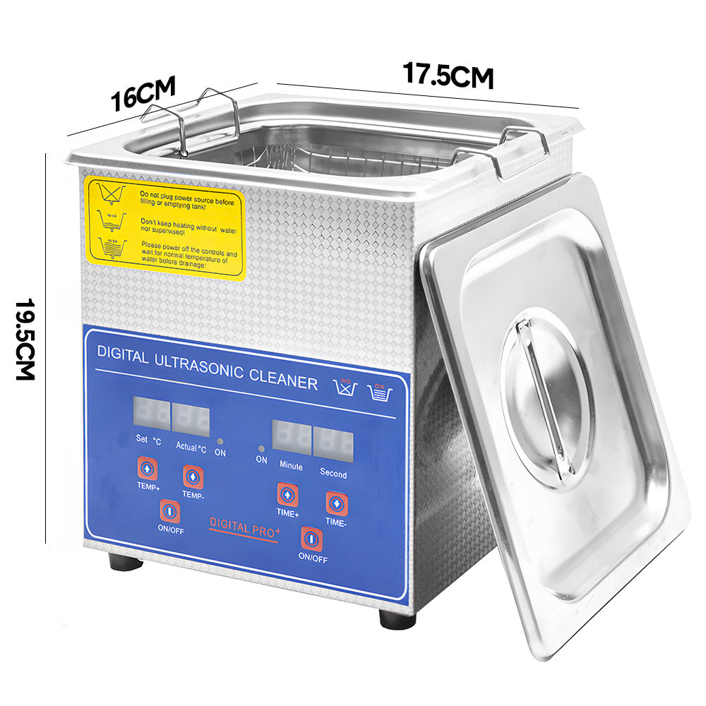 2L Ultrasonic Cleaner Lab-Grade Stainless Steel Ultrasonic Cleaning Machine Digital Heating Timer and Basket for Home and Commercial Jewellery Eyeglass