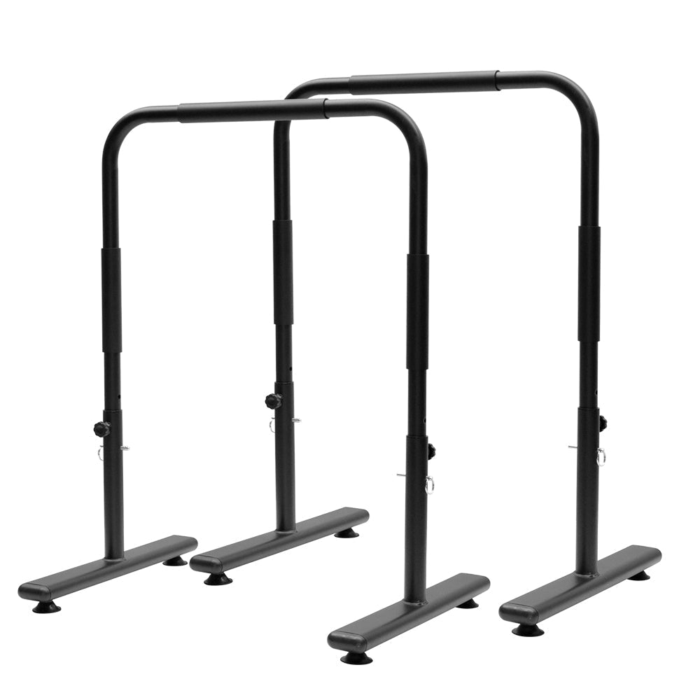 Set of 2 Functional Fitness Dip Stands Station Height Adjustable Dip Bars Portable Parallettes Calisthenics Equipment Safety for Home Gym Strength Training