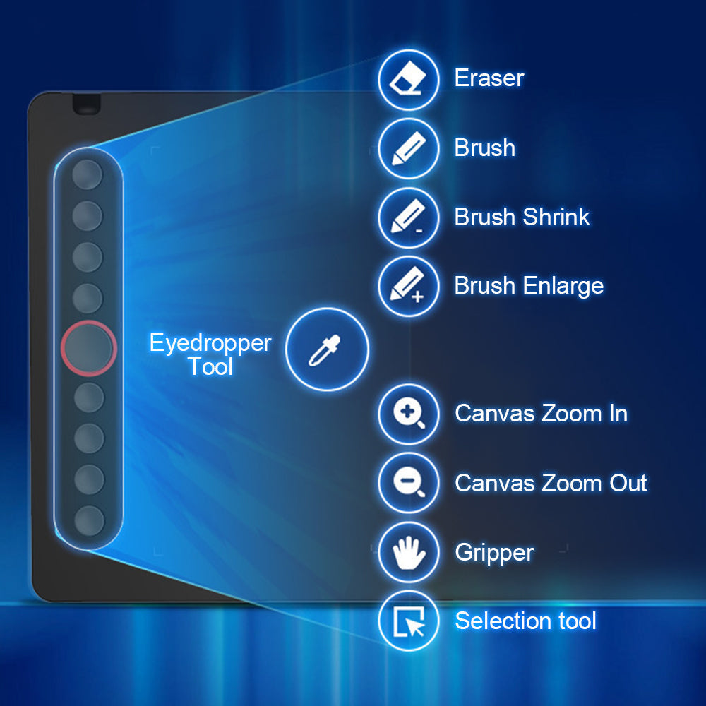 Digital Graphics Tablet Drawing Pad 8192 Levels Large Working Area 285x180mm Compatible with Win/MacOS Support PC/Mobile for Drawing Designing Teaching
