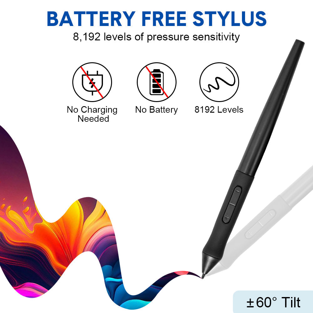 Digital Graphics Tablet Drawing Pad 8192 Levels Large Working Area 285x180mm Compatible with Win/MacOS Support PC/Mobile for Drawing Designing Teaching