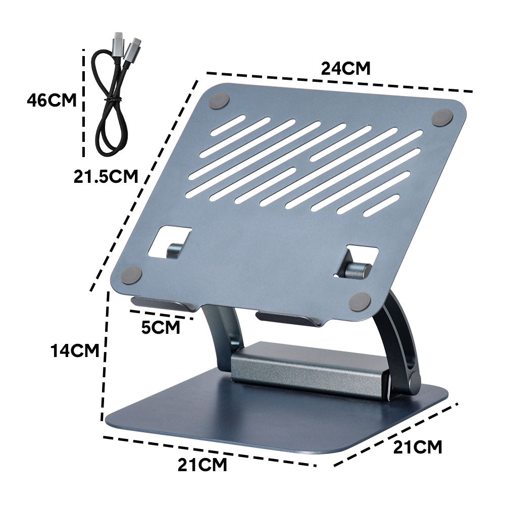 7-in-1 Laptop Stand Docking Station Ergonomic Laptop Riser 360 Rotatable - PD Charging HDMI USB-C and USB-A 3.0 Ports for MacBook M1/M2/M3 HP ASUS DELL