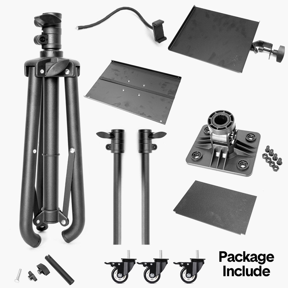 Mobile Laptop Tripod Stand 11-16 Inch on Wheels 82-170cm Height Adjustable Projector Stand Portable Stand with Gooseneck Phone Holder for Home Office