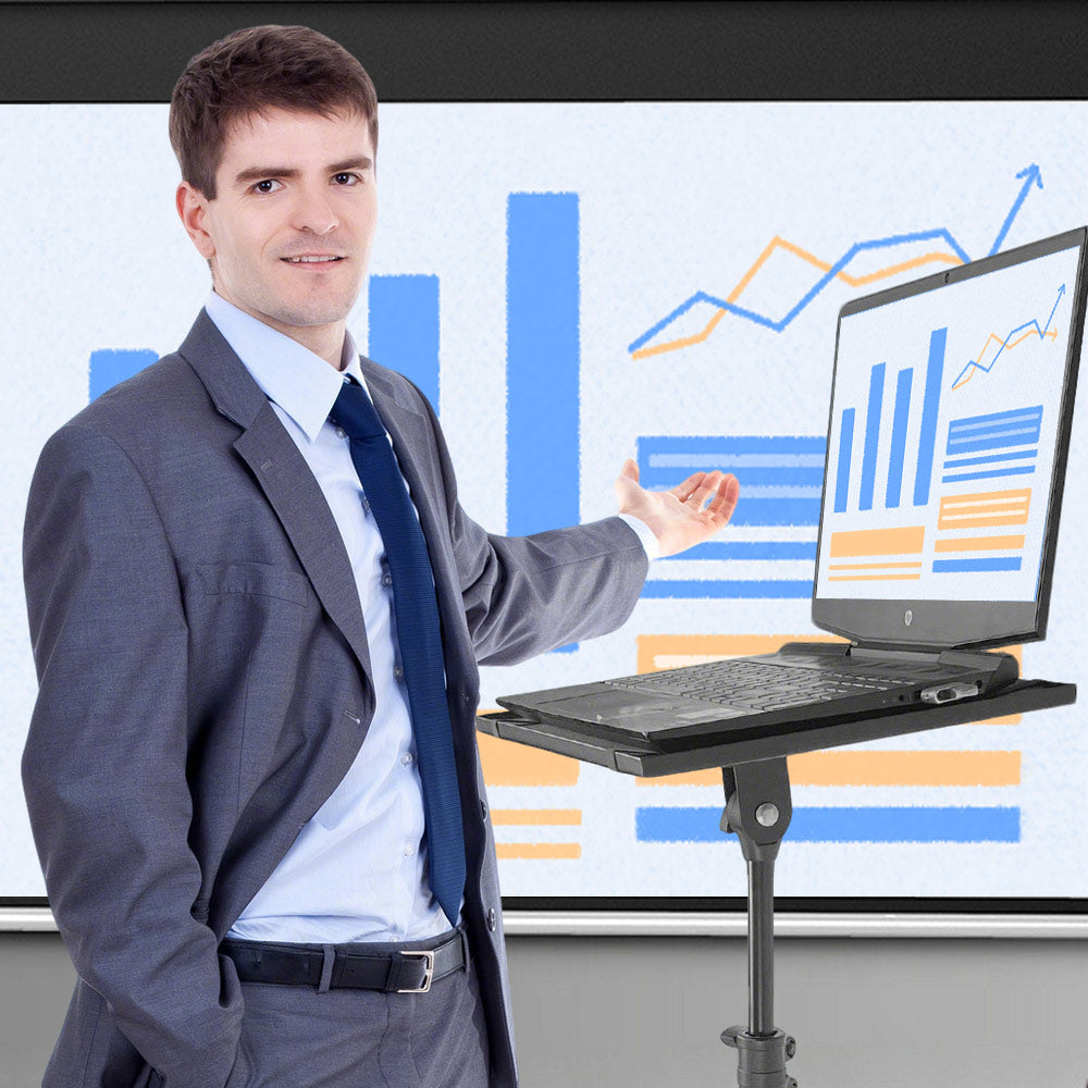 Mobile Laptop Tripod Stand 11-16 Inch on Wheels 82-170cm Height Adjustable Projector Stand Portable Stand with Gooseneck Phone Holder for Home Office