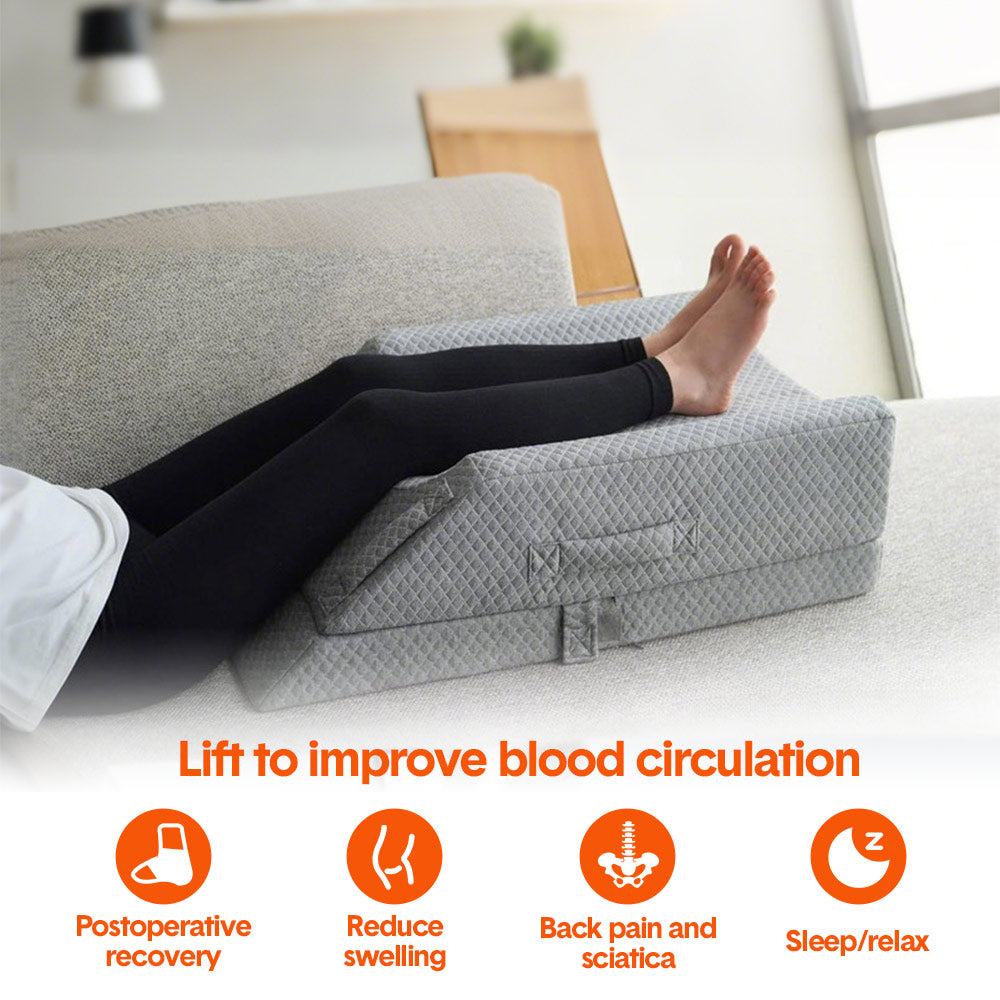 Leg Wedge Ergonomic Booster 3-Height Adjustable Memory Foam Leg Support Pillow with Washable Cover for Ankle Foot Rest Surgery Recovery and Pain Relief