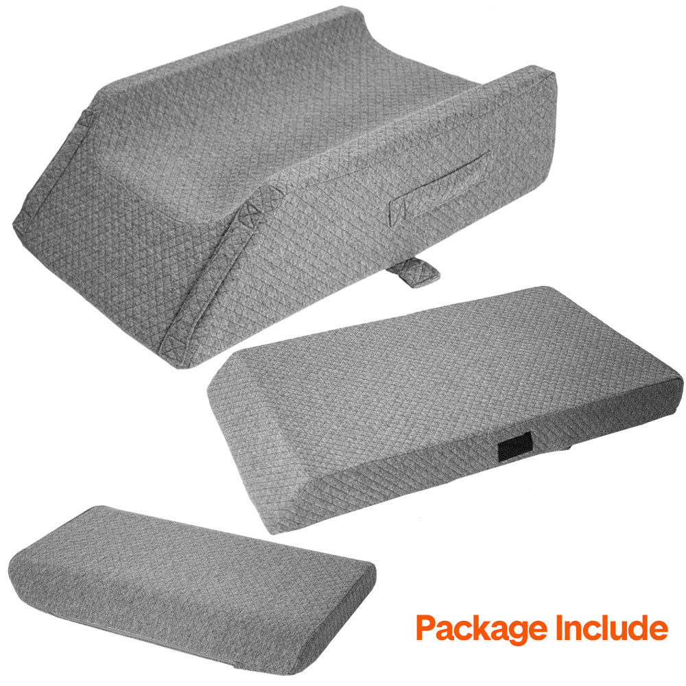 Leg Wedge Ergonomic Booster 3-Height Adjustable Memory Foam Leg Support Pillow with Washable Cover for Ankle Foot Rest Surgery Recovery and Pain Relief