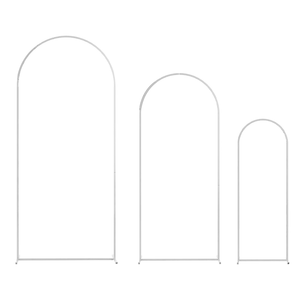 Metal Arch Backdrop White Stand Wedding Arch Stand Set of 3 6FT/5FT/4FT Square Arched Frame for Outdoor Birthday Party Ceremony