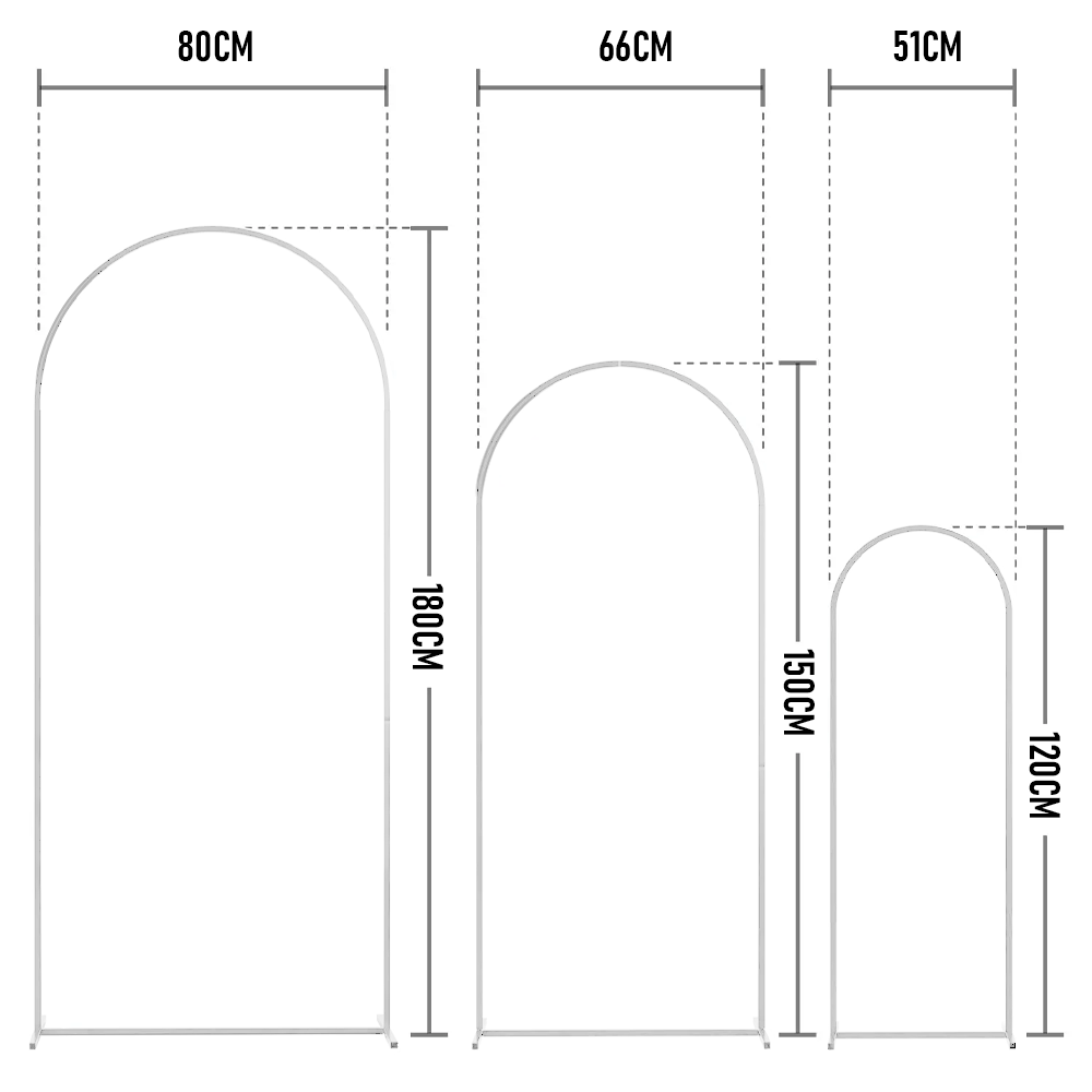 Metal Arch Backdrop White Stand Wedding Arch Stand Set of 3 6FT/5FT/4FT Square Arched Frame for Outdoor Birthday Party Ceremony