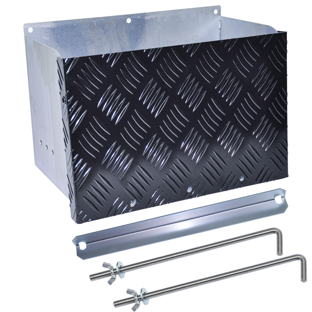 Battery Box Set Sturdy Galvanized Trailer Caravan Boat Spare Part with Lid and Hole for Secure Suits battery up to 160mm deep x 350mm wide Height 250mm
