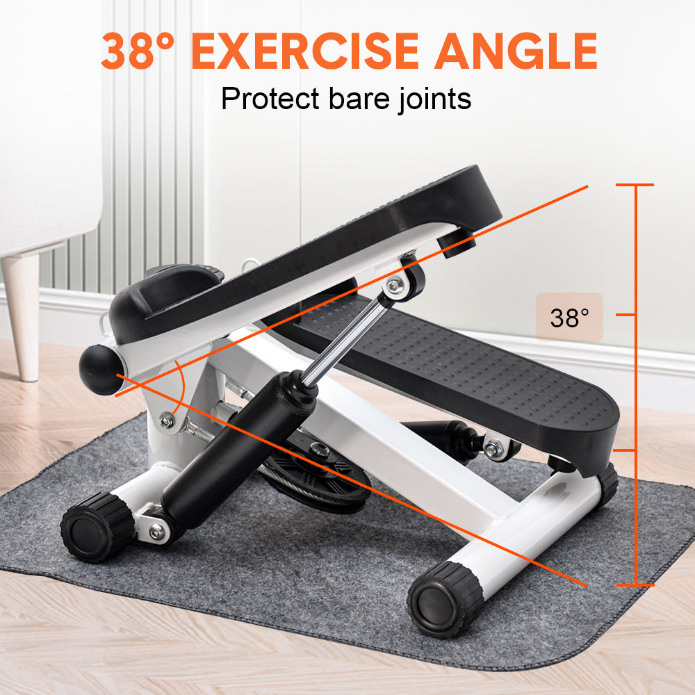 Mini Stepper Home Office Stair Stepper Machine with Resistance Bands and LCD Monitor for Full Body Workout Cardio Exercises Calves Trainer Calf Stretch