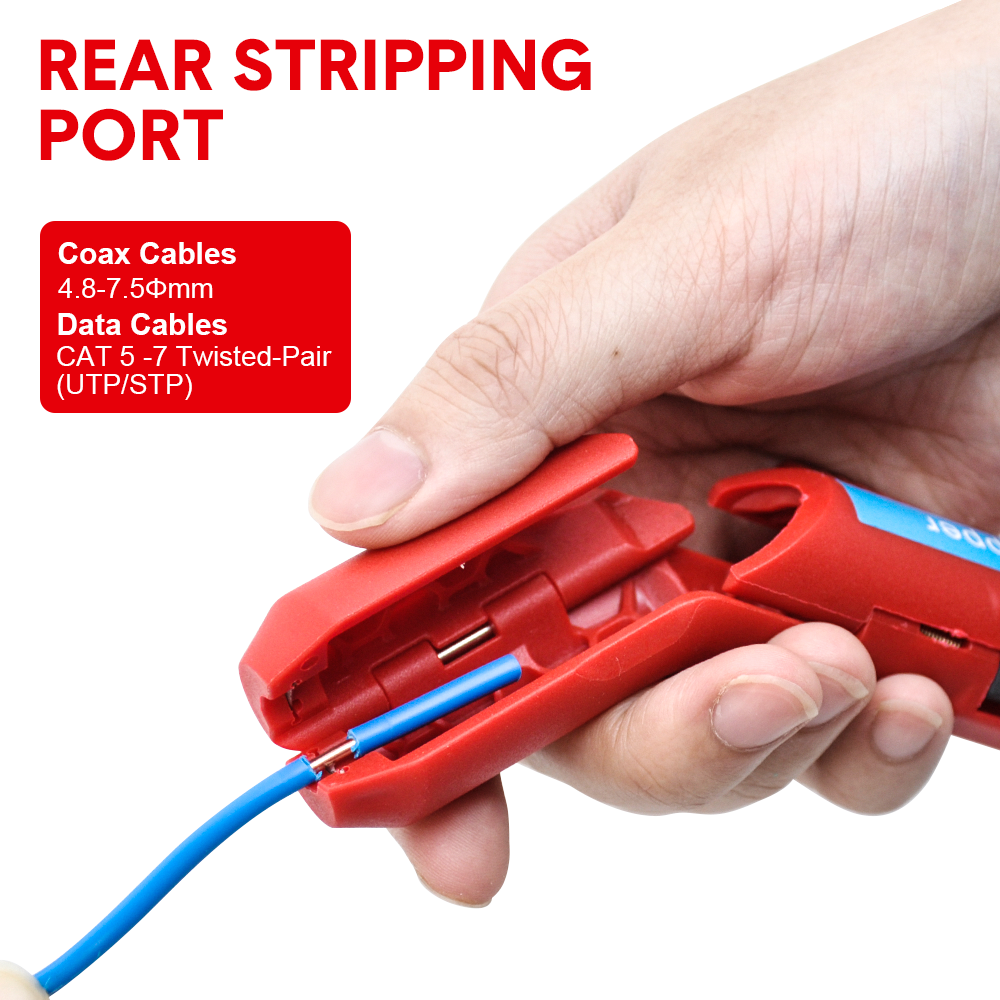 Wire Stripper Ergonomic Curved Handle Cable Stripping Splitting Cut Tool Wide Stripping Ranges Hand Tool with 6 Size Planer Holes for Electrical