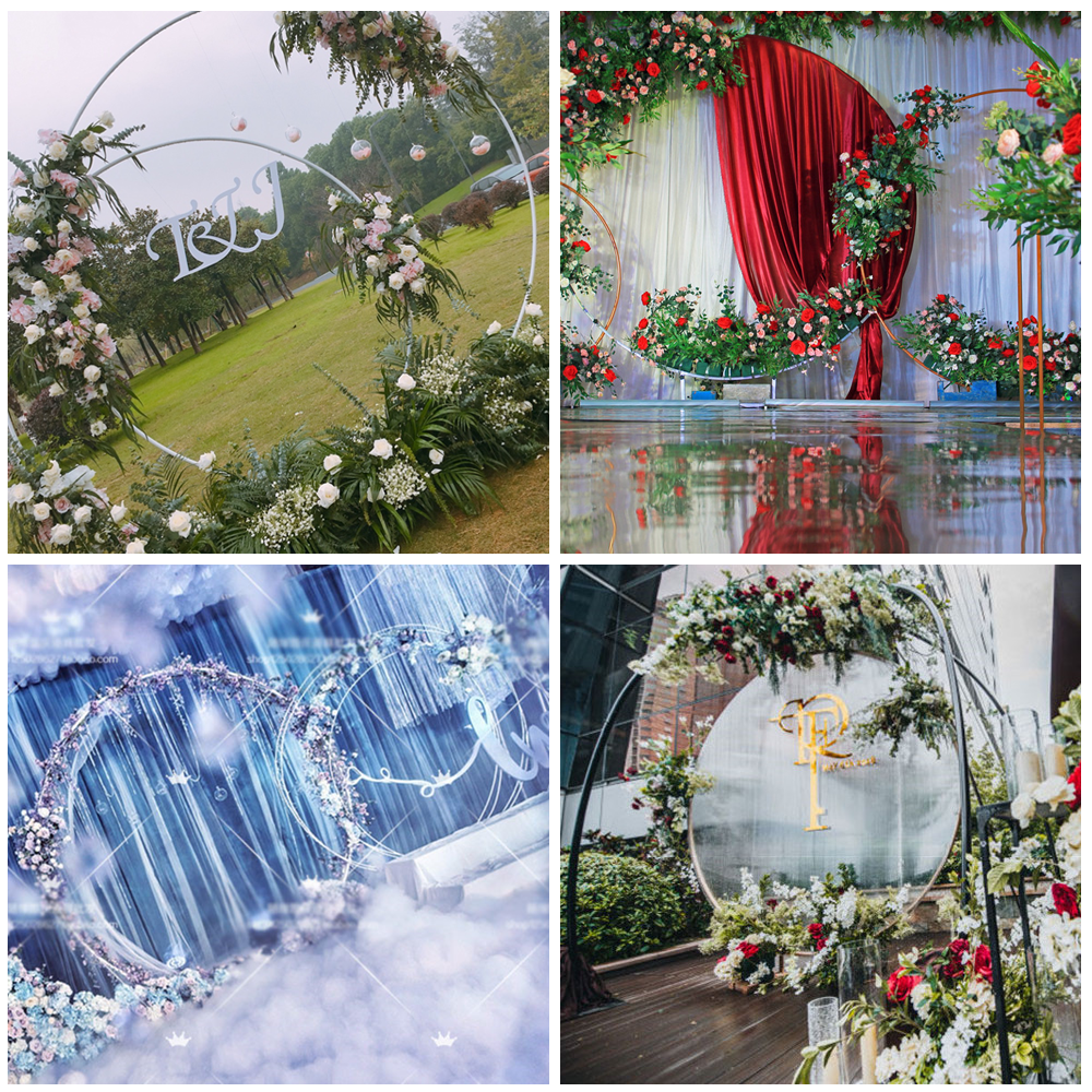 2M White Wedding Hoop Arch Metal Flower Ring Display Frame Balloon Circle Rack Backdrop for Wedding Birthday Party Garden Ceremony Decoration