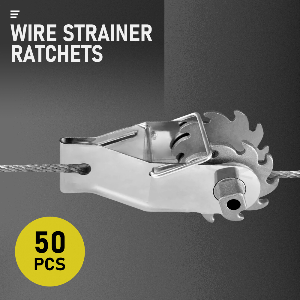 50 Pack Inline Cliplock Wire Strainer Aluminum Alloy Heavy Duty Wire Ratchet Tensioner for Electric Fence