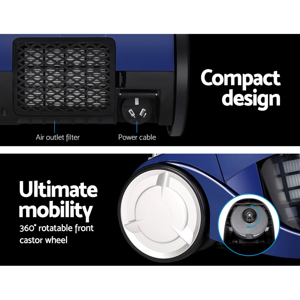 Devanti 2200W Bagless Vacuum Cleaner Blue HEPA Filter