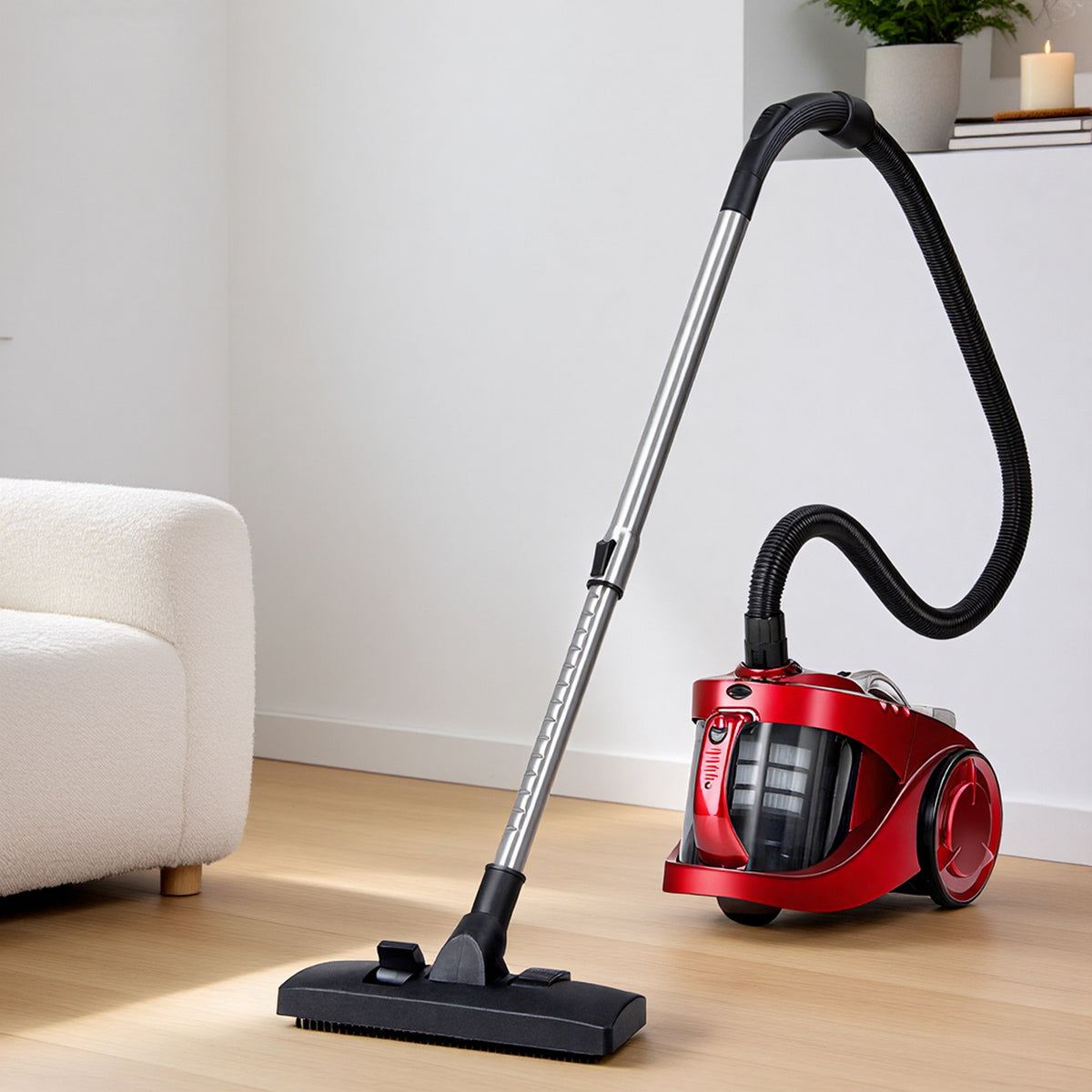 Devanti 2200W Bagless Vacuum Cleaner with HEPA Filter Red