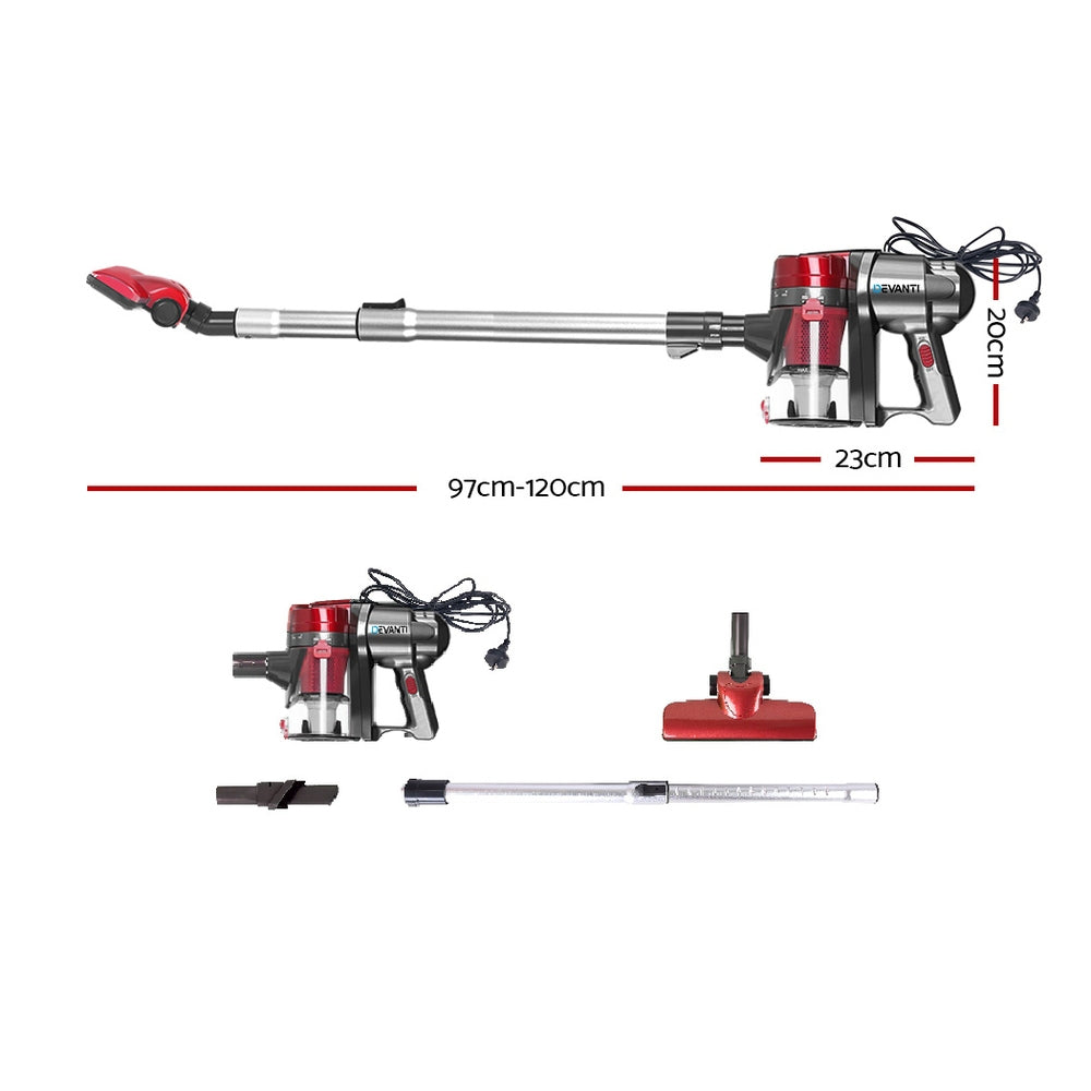 Devanti 450W Stick Vacuum Cleaner Handheld Corded Red