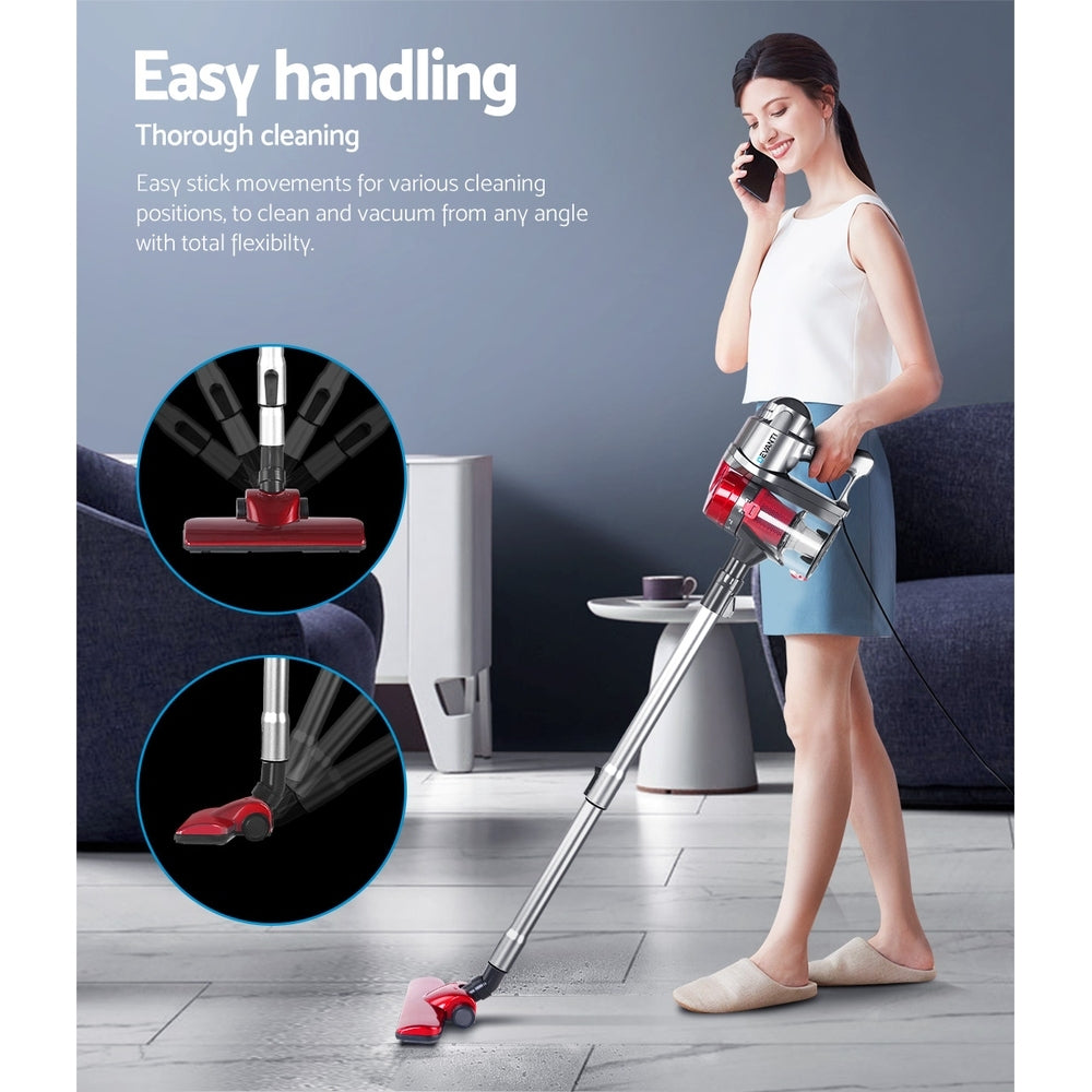Devanti 450W Stick Vacuum Cleaner Handheld Corded Red