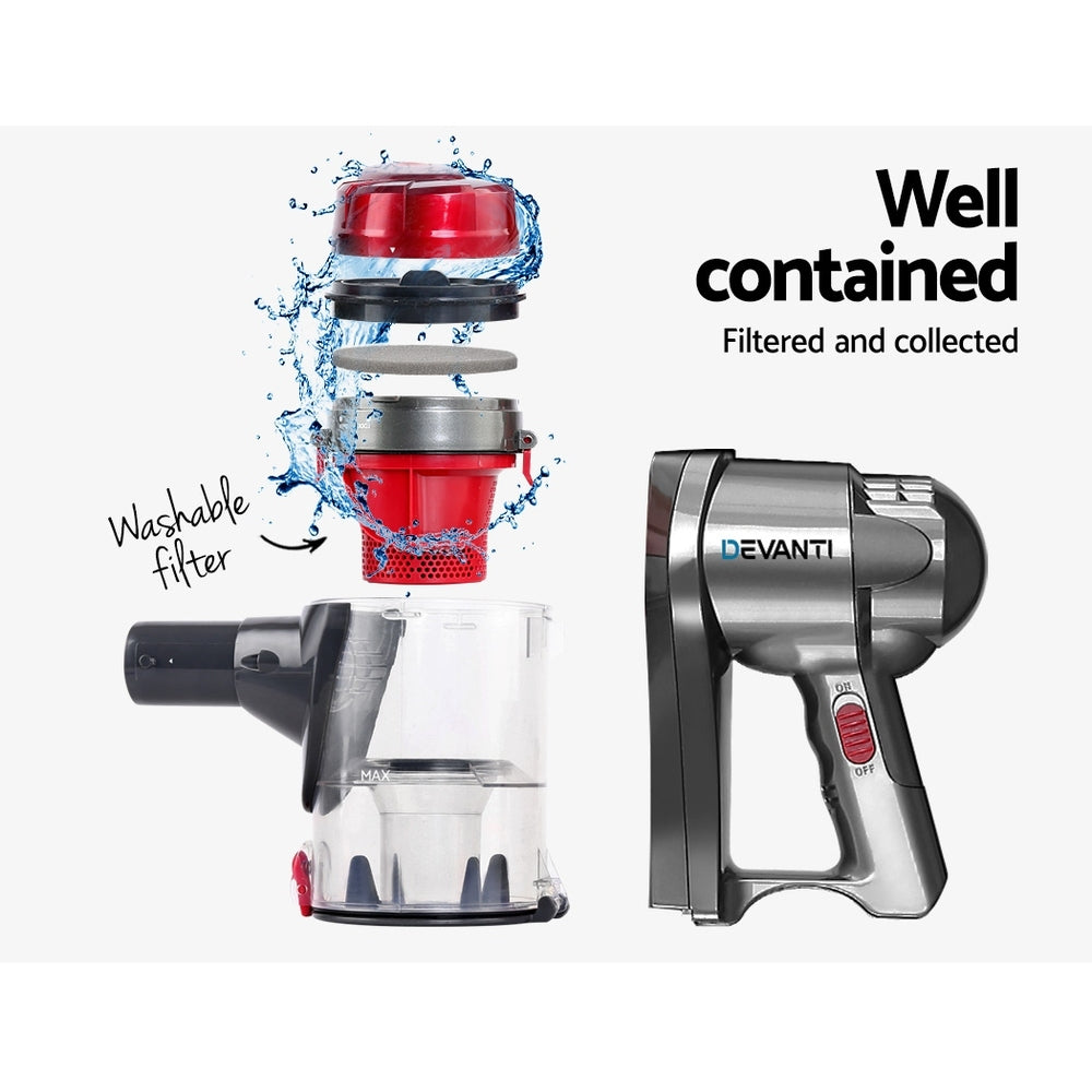 Devanti 450W Stick Vacuum Cleaner Handheld Corded Red
