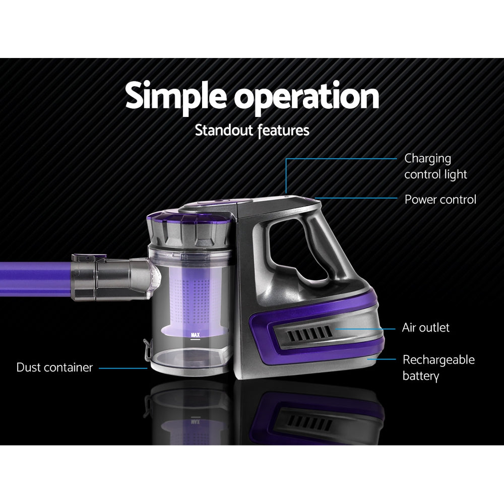 Devanti 150W Cordless Bagless Stick Vacuum Cleaner Purple