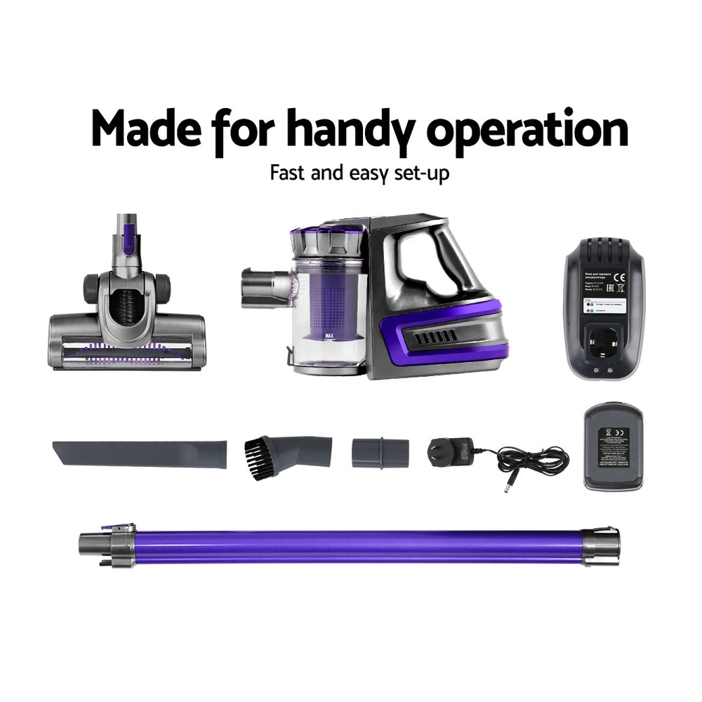 Devanti 150W Cordless Bagless Stick Vacuum Cleaner Purple