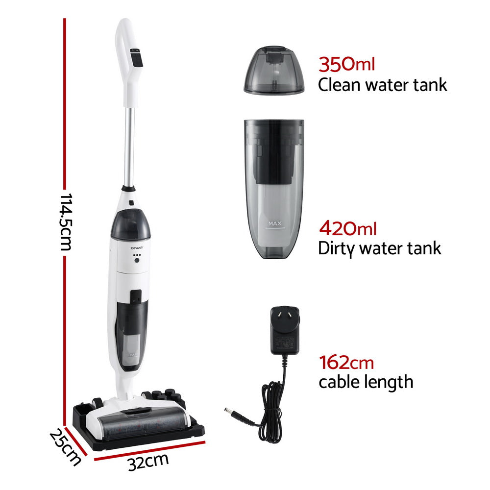 Devanti 200W Cordless Wet-Dry Stick Vacuum Cleaner White/Grey