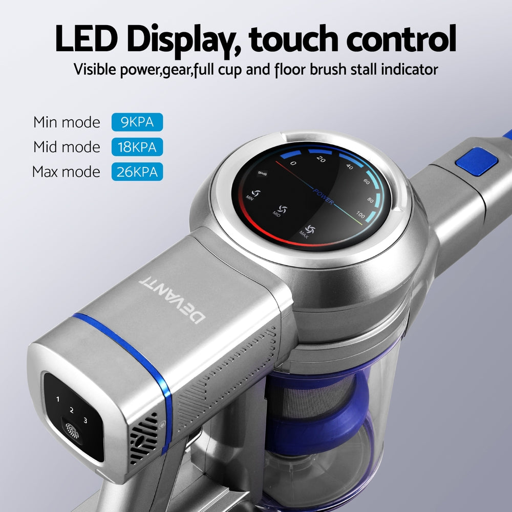 Devanti 300W Cordless Stick Vacuum Cleaner Self-Standing Blue