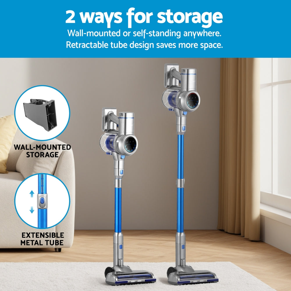 Devanti 300W Cordless Stick Vacuum Cleaner Self-Standing Blue