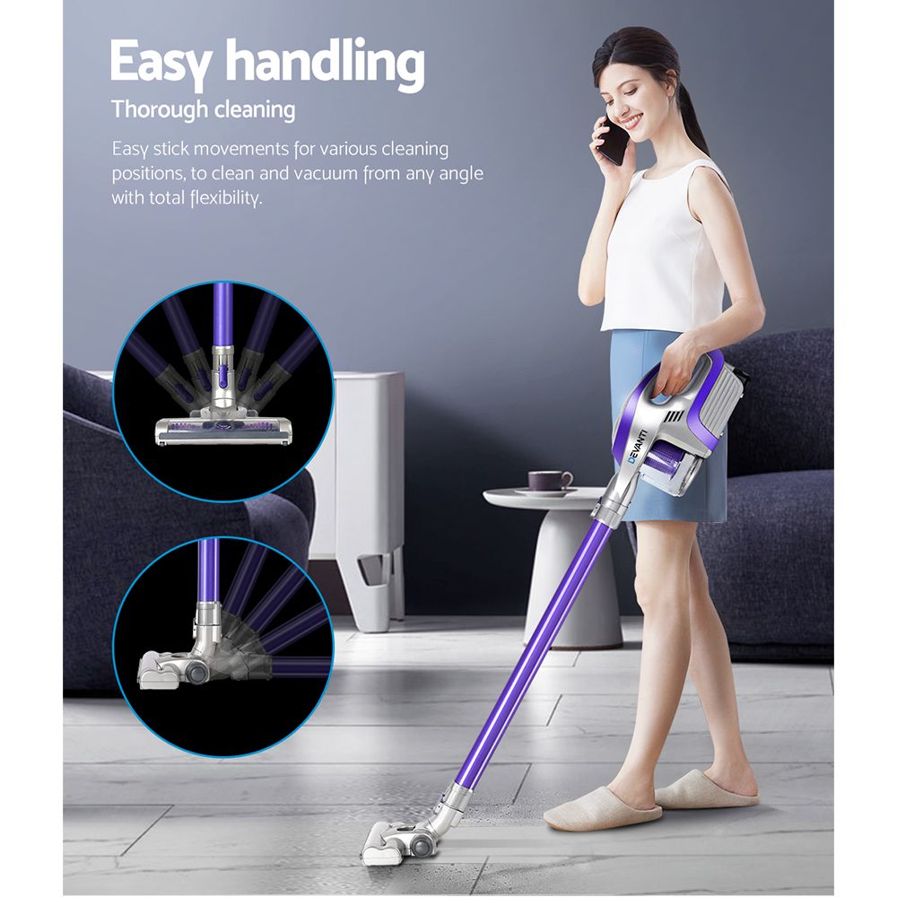 Devanti Cordless Stick Vacuum Cleaner 150W Purple