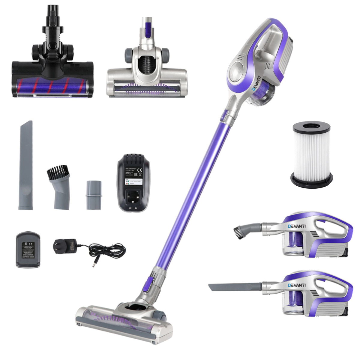 Devanti Cordless Stick Vacuum Cleaner 150W Purple