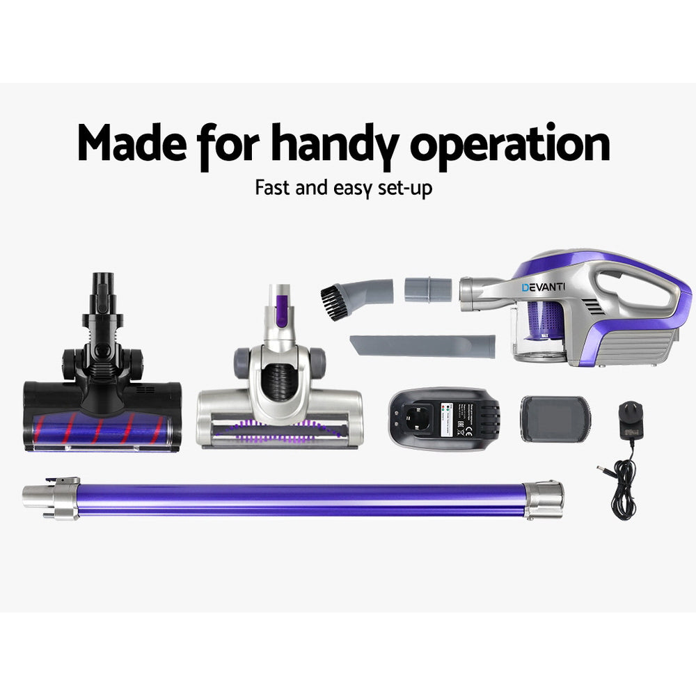 Devanti 150W Cordless Stick Vacuum Cleaner Purple