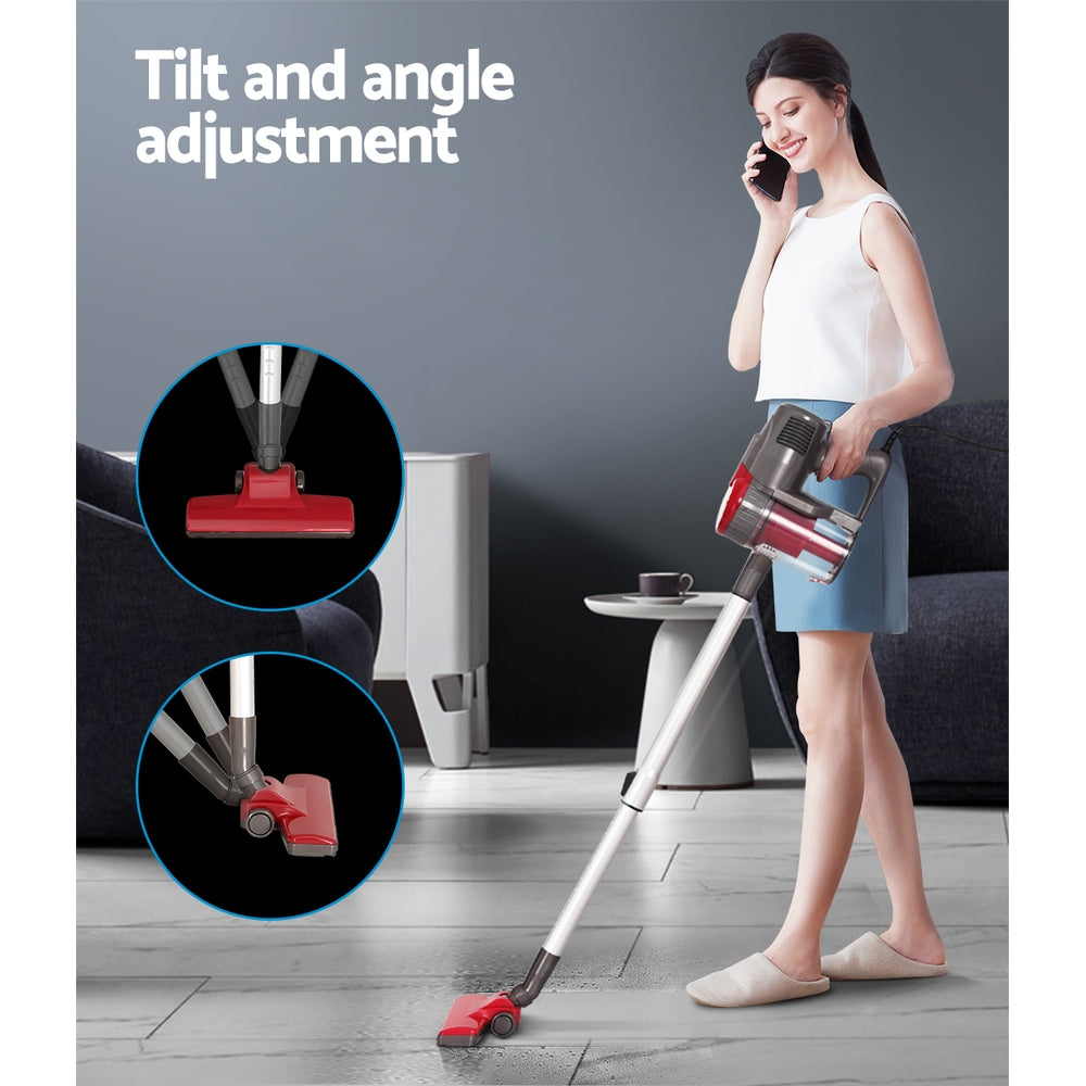 Devanti 500W Stick Vacuum Cleaner Bagless Corded Red