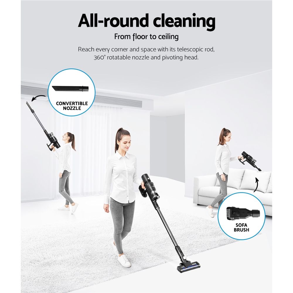 Devanti Stick Vacuum Cleaner Cordless Brushless 350W Grey