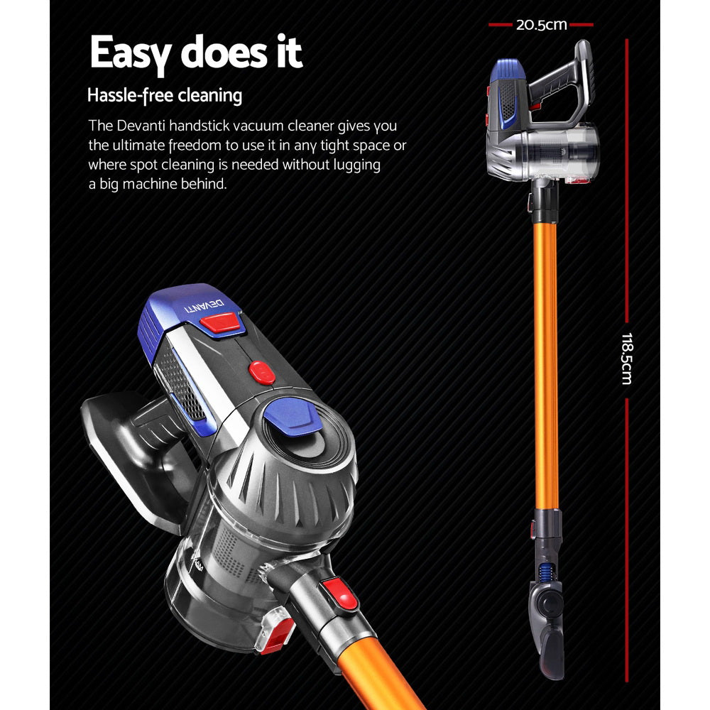 Devanti 150W Cordless Stick Vacuum Cleaner Bagless Gold