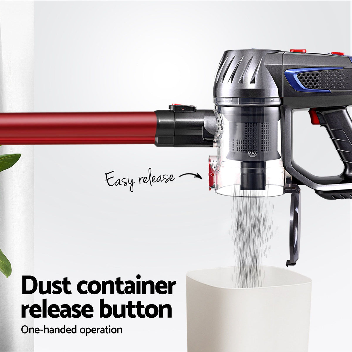 Devanti 150W Cordless Stick Vacuum Cleaner Bagless Red