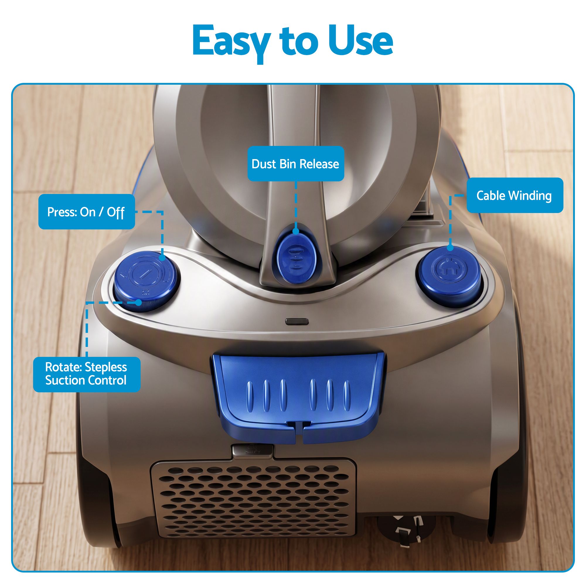 Devanti Vacuum Cleaner Bagless Canister 2000W 25kPa Powerful Suction 4L