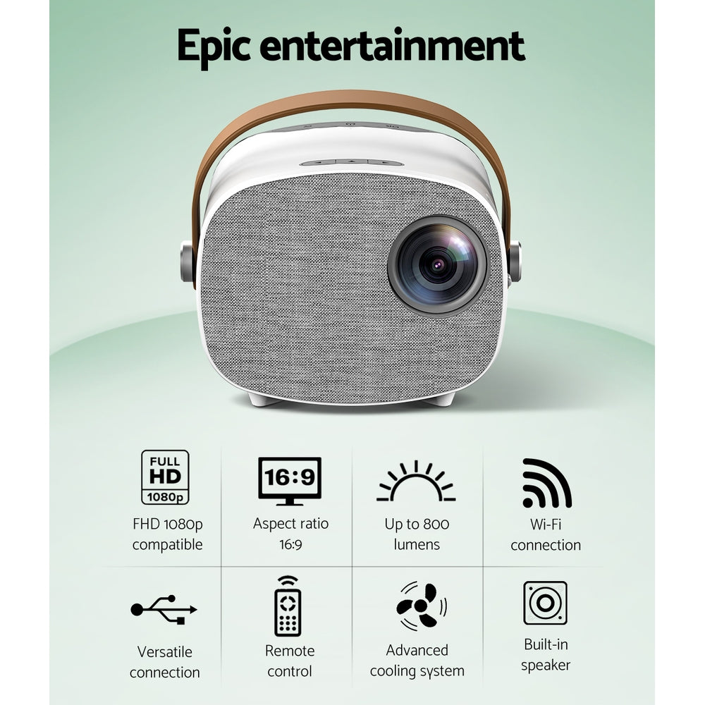 Devanti Mini HD 1080P Portable Video Projector WiFi USB HDMI