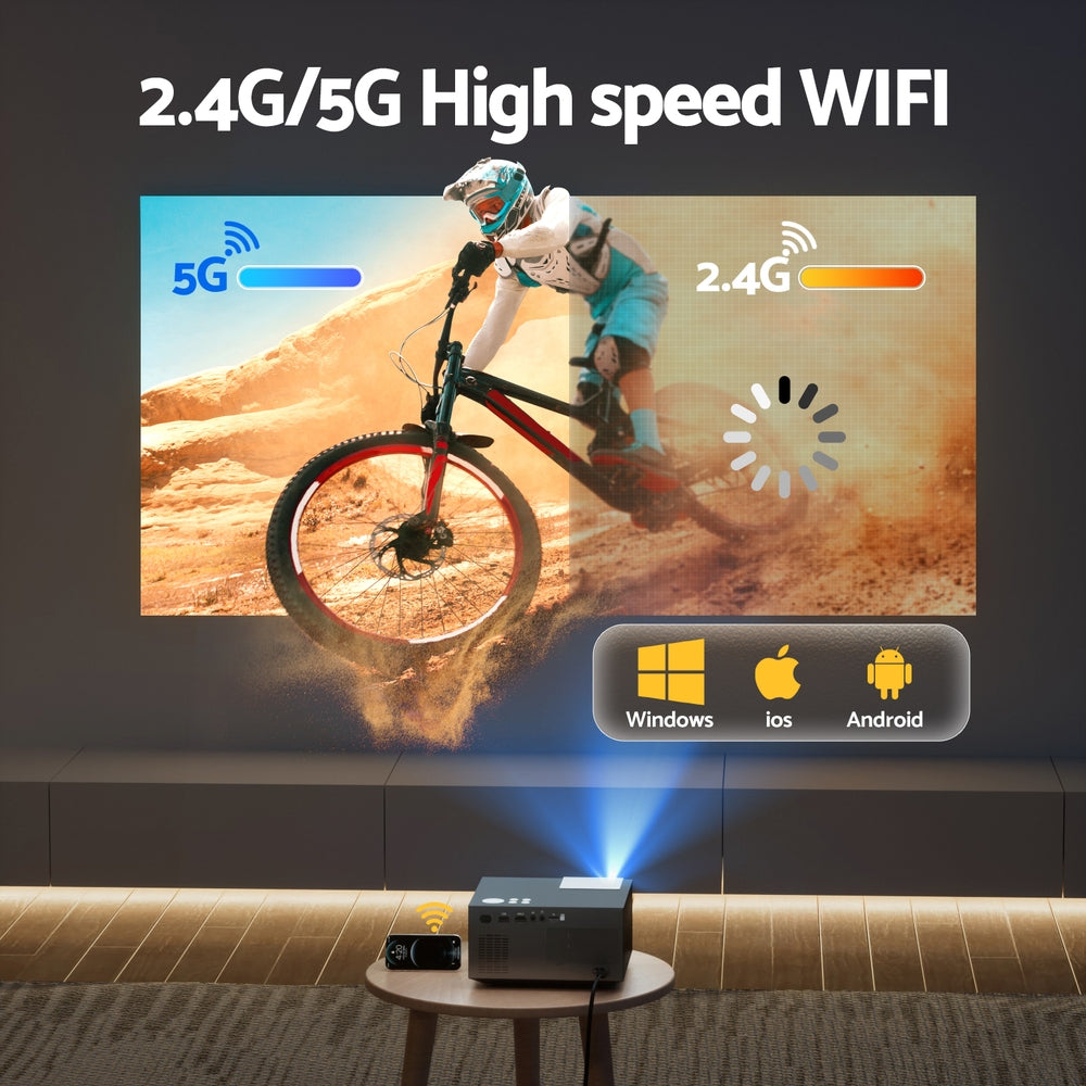 Devanti 4K 1080P Home Cinema Projector Google TV 5G WiFi