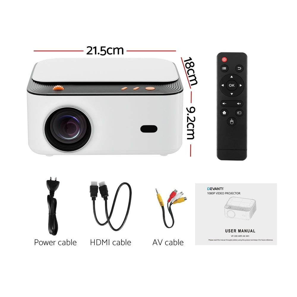 Devanti 4K 1080P Home Cinema Projector Android 5G WiFi